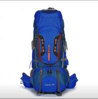 Рюкзак NORTH FACE туристический, 80л , В65*Ш33*Г26, алюм. вставки, дождевик, цвет тем.синий / 703104