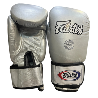 Перчатки боксерские Fairtex (PK) серебряный кожа 12 унц / 7626