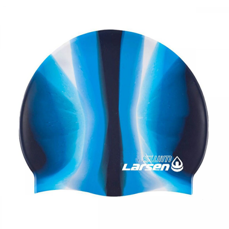 Шапочка плавательная Larsen SC, силикон, синий/белый / AL