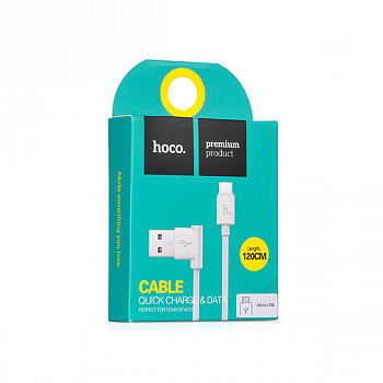 Кабель (A/microB) 1.2м HOCO UPM10 2.1А резина, боковой White