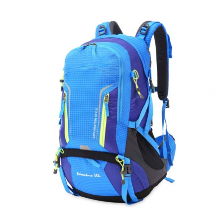 Рюкзак COLUMBIA туристический, 50л, В56*Ш34*Г20, алюм. вставки, дождевик, синий (133-003) / 703115