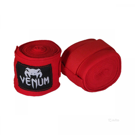 Бинт бокс Venum, красный цвет, пара 300 х2*5см, 100% хлопок / 11195