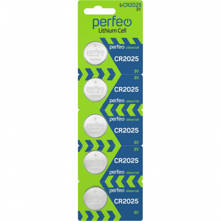 Батарейка Perfeo CR2025/5/100/600 / PF CR2025/5BL