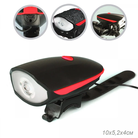 Фонарь передний COMIRON "EASY" корпус: ABS; свет: CREE XPG, USB, красный / 739200