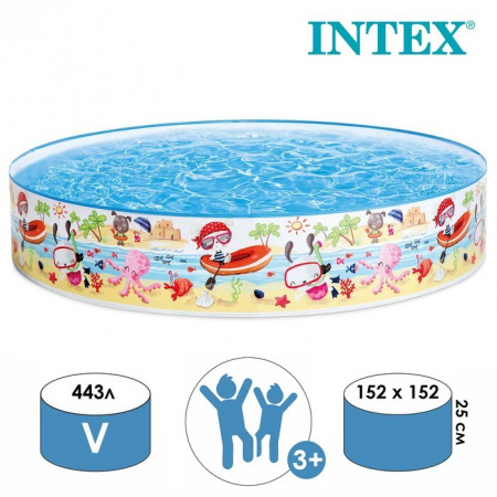 Детский каркасный бассейн "Весёлый пляж", 152*25 см INTEX 56451NP / Alcap